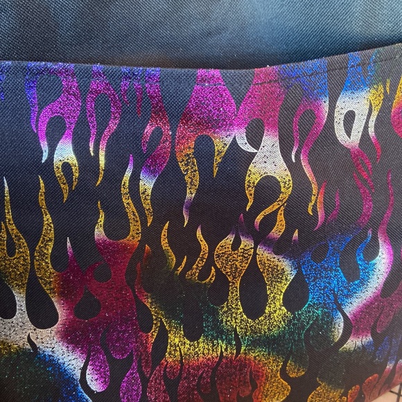 New tote bag colourful flame pattern with zipper - Picture 5 of 8